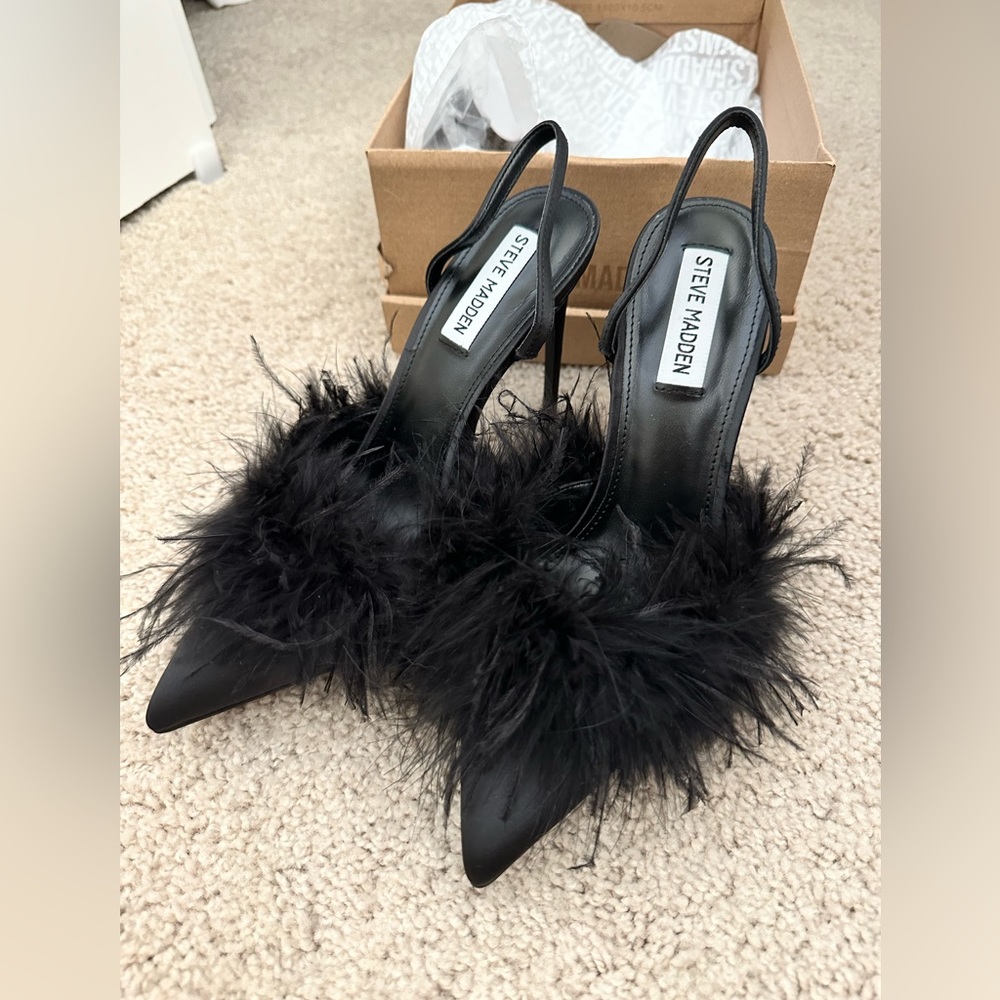 Steve Madden Alexis Black Satin Heels NWT sz 8